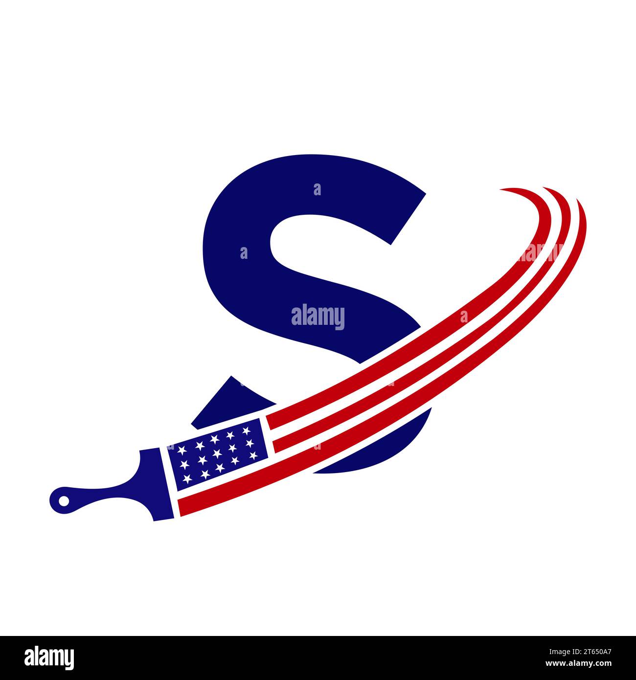 Letter S American Paint Logo Concept with Paint Brush Vector Template ...