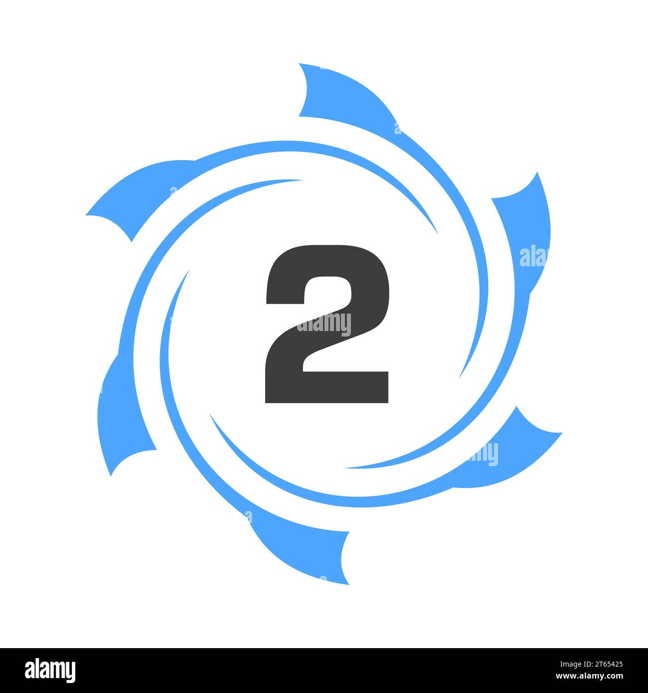 Letter 2 Business and Corporate Logo Sign. Technology Logo Concept with Circle Vector Template Stock Vector