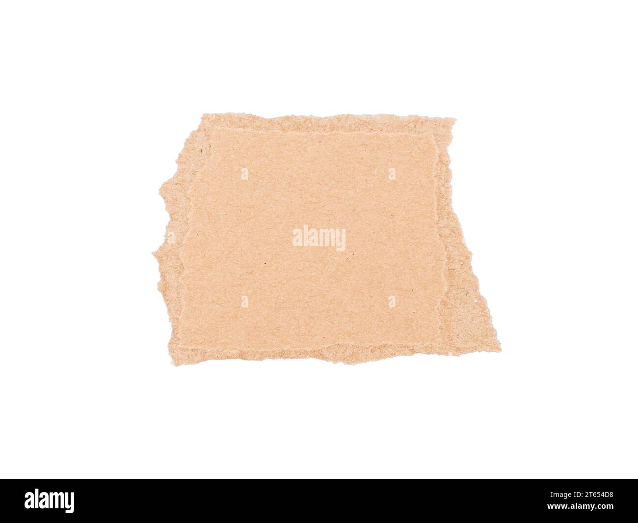 Torn piece of brown cardboard isolated on a white background Stock Photo