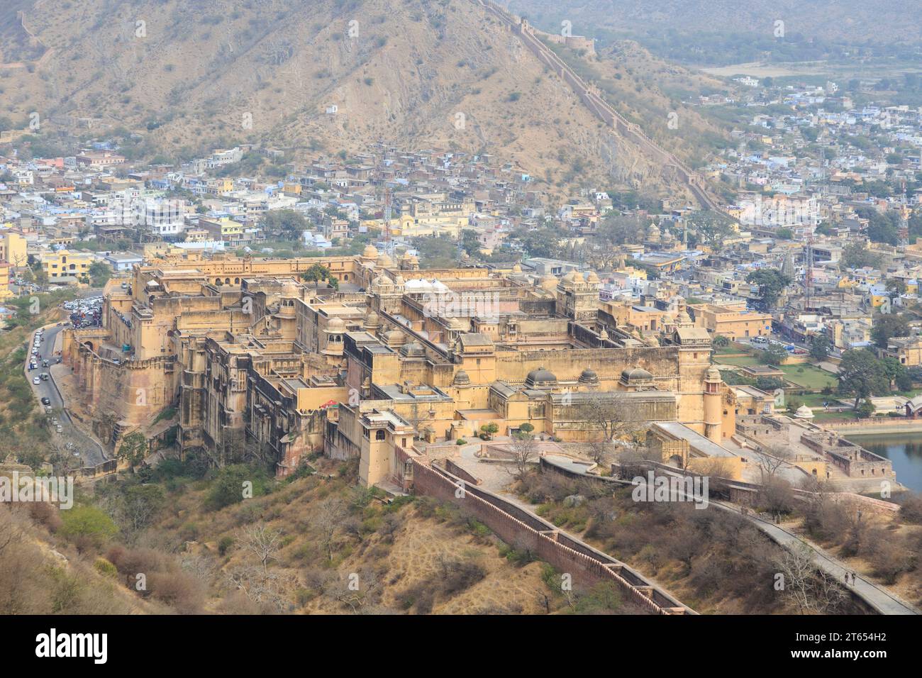Festung von Amber, Amber Fort, Blick vom Fort Jaigarh Jaipur, Rajasthan, Indien Stock Photo
