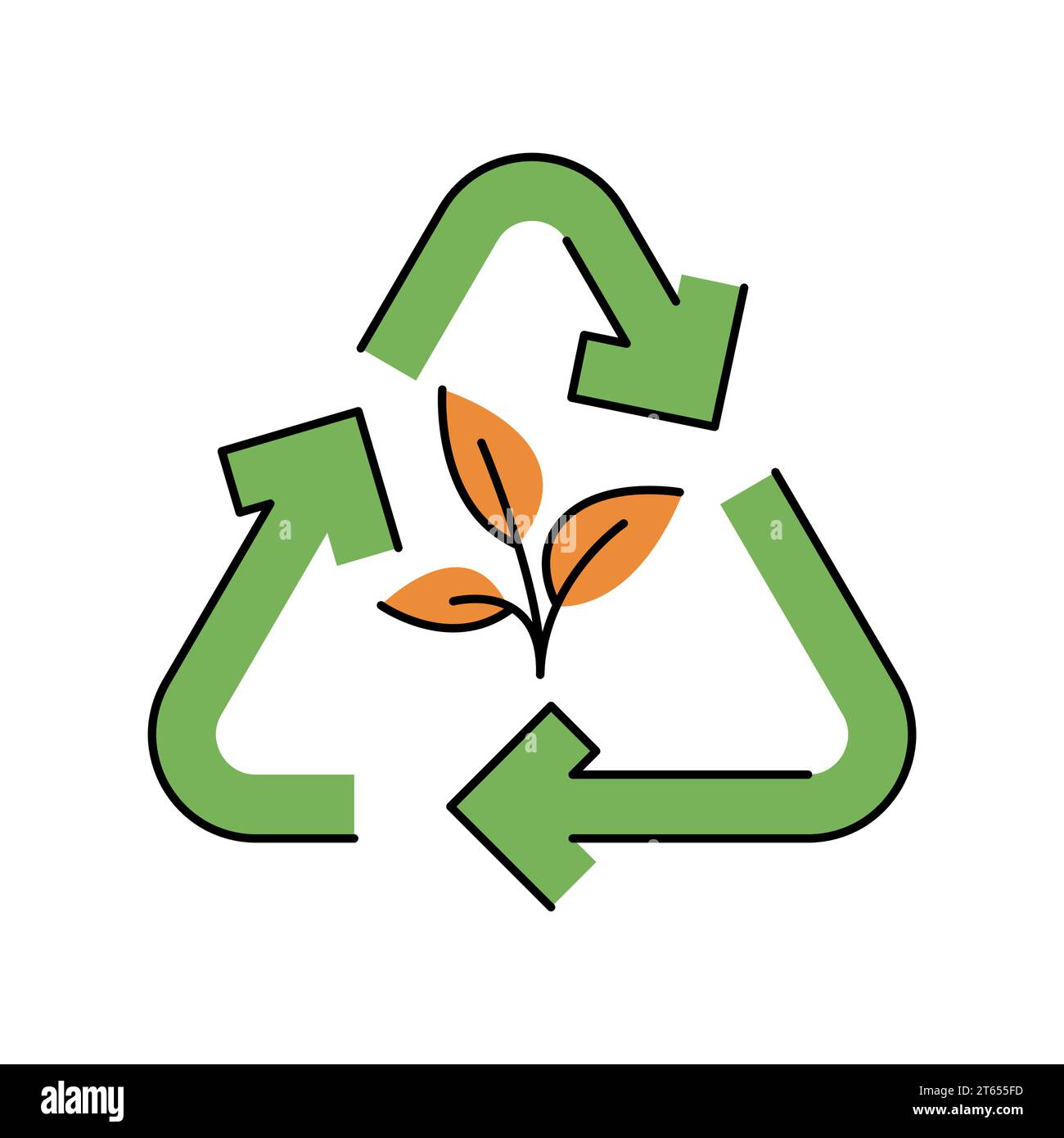 Organic recycle color line icon. Composting. Vector isolated element. Editable stroke. Stock Vector