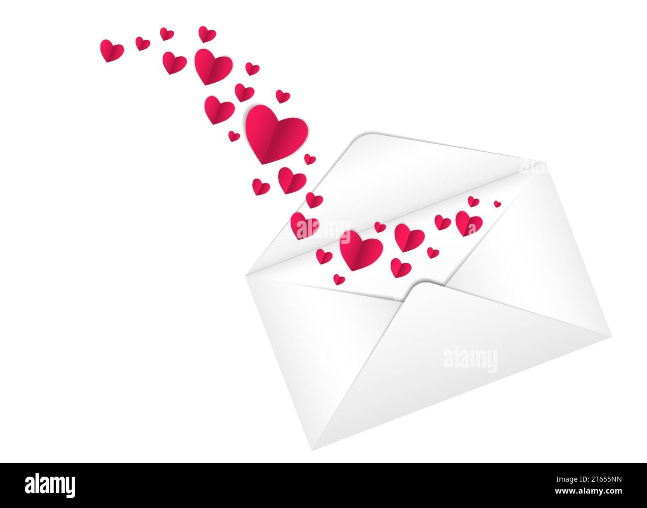 Red paper vector hearts in an envelope, valentine for valentines day ...