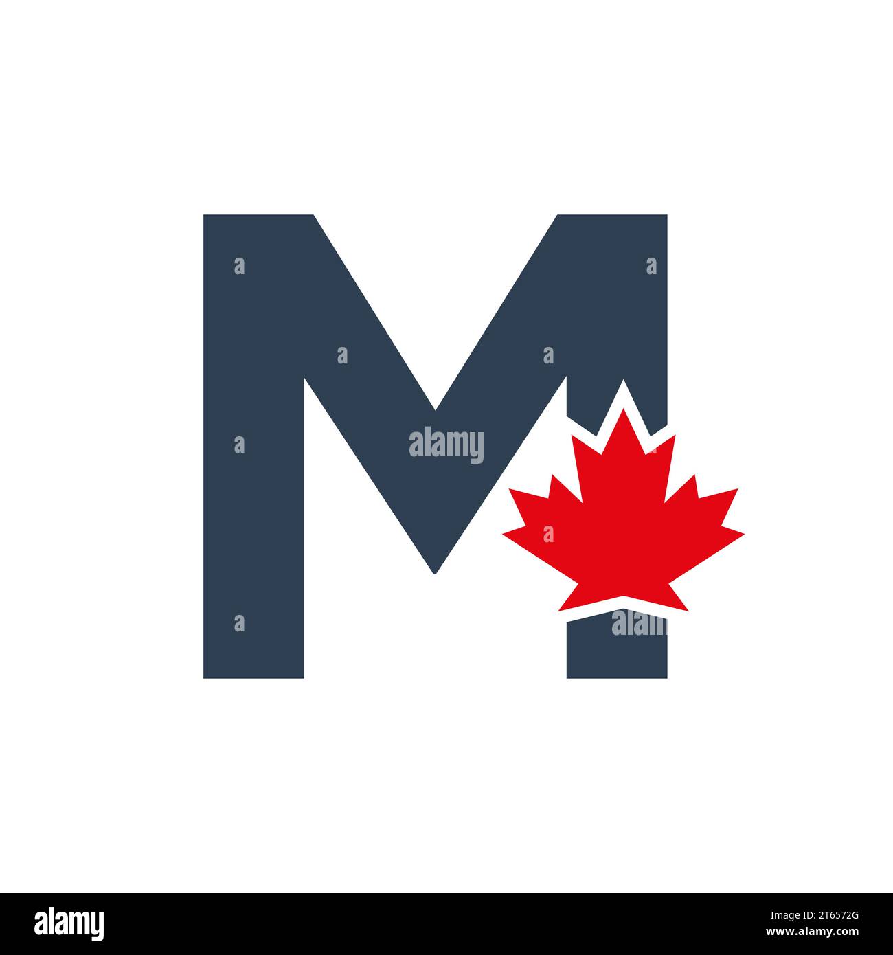 Letter M Maple Leaf Logo Template Symbol of Canada. Minimal Canadian Logo Business and Company Identity Stock Vector