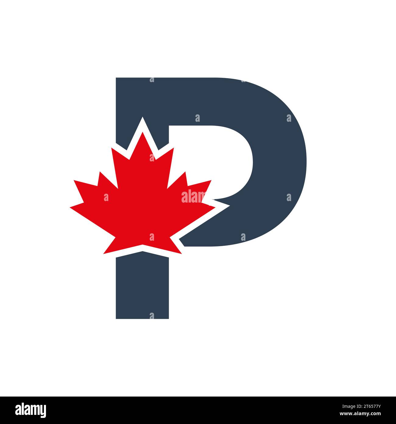 Letter P Maple Leaf Logo Template Symbol of Canada. Minimal Canadian