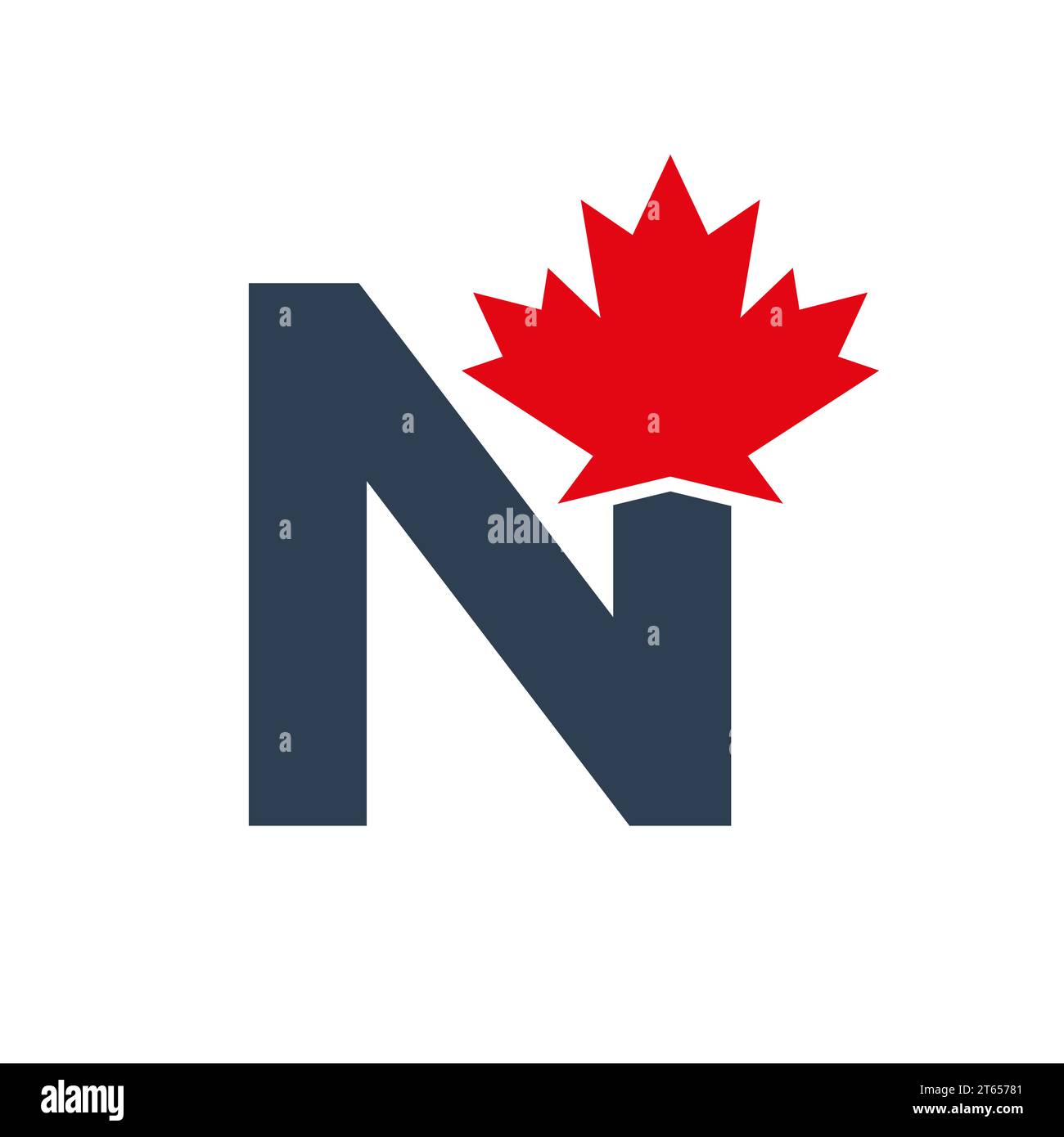 Letter N Maple Leaf Logo Template Symbol of Canada. Minimal Canadian Logo Business and Company Identity Stock Vector