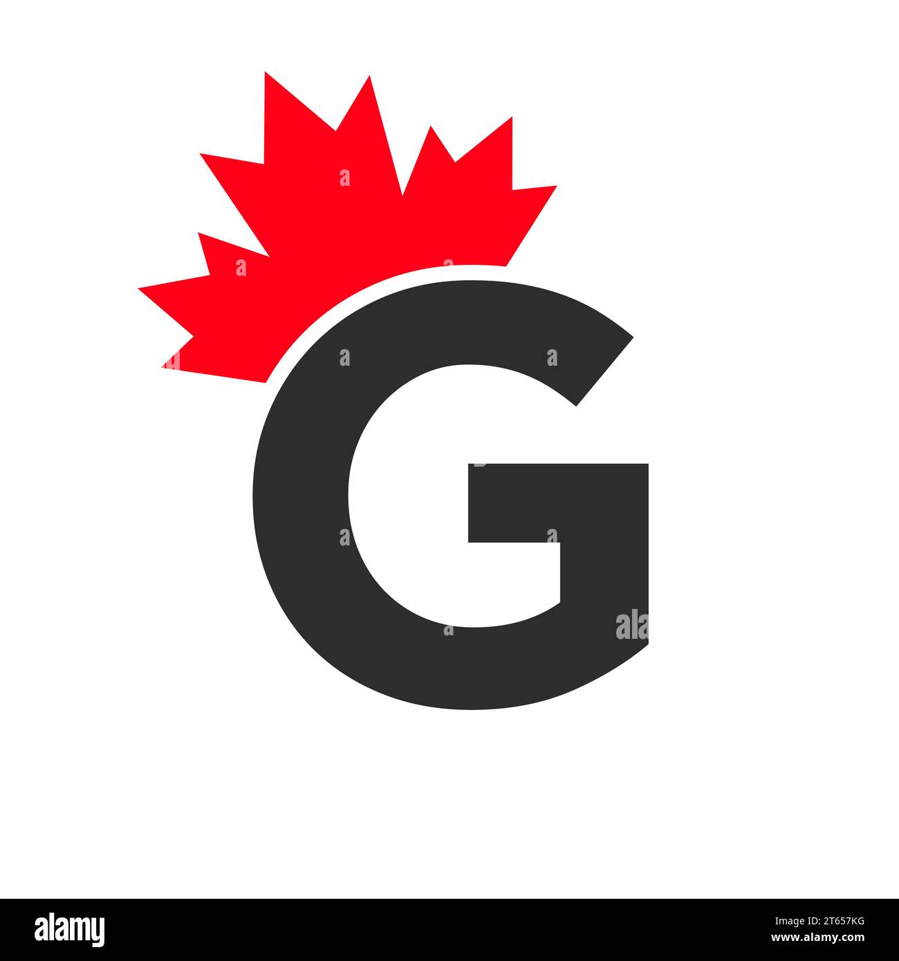 Letter G Maple Leaf Logo Template Symbol of Canada. Minimal Canadian