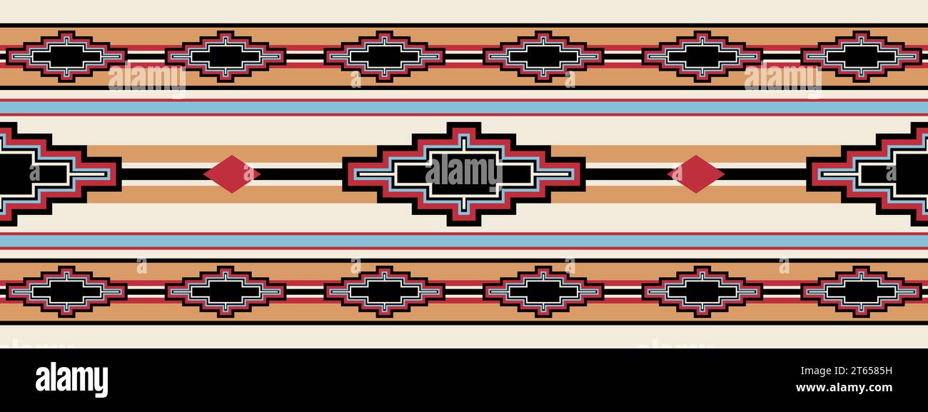 Striped Southwestern seamless repeat pattern design - Vector Illustration Stock Photo