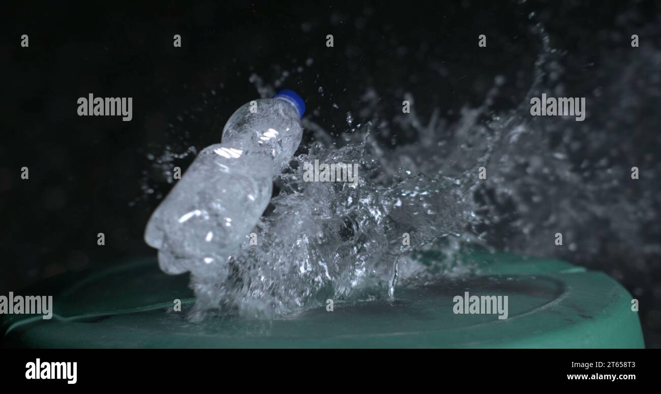Exploding of plastic bottle of water in super slowmotion 800 fps, captured in highspeed