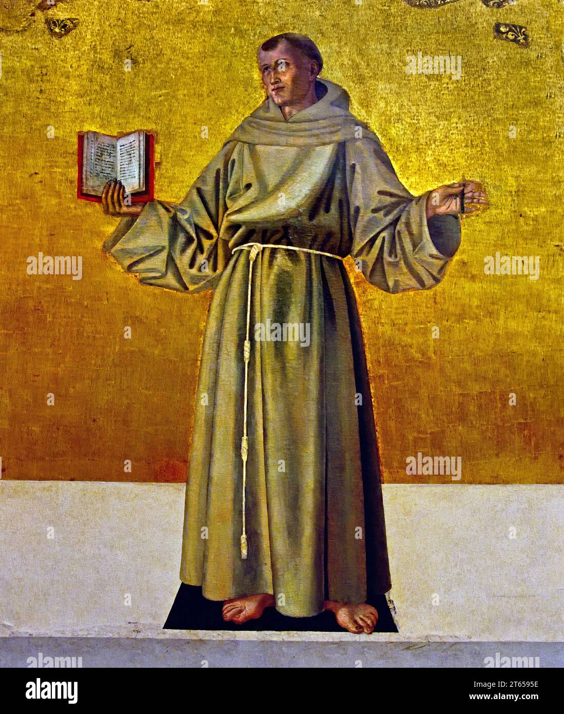 Saint Anthony of Padua 1195-1231 Portuguese priest.by Master of San Giovanni da Capestrano 15th century, 1455-1460. Fine Art Museum, Napels, Italy, Italian, Stock Photo