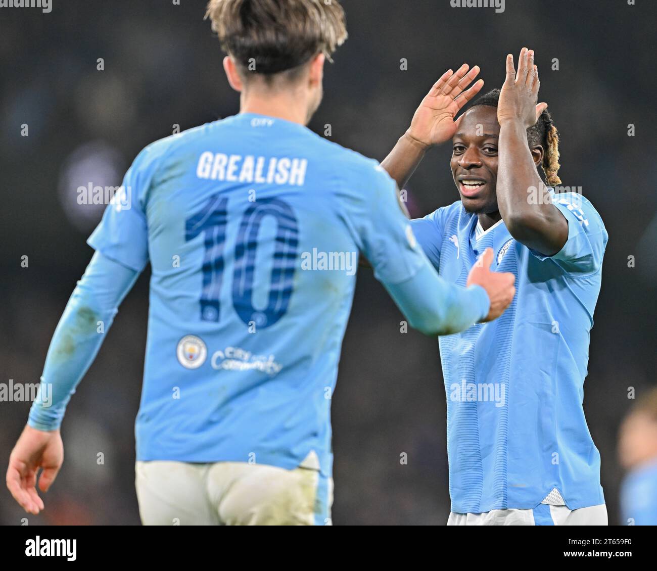Manchester, UK. 7th November, 2023. Jérémy Doku #11 of Manchester City, during the UEFA Champions League, Match Day Four Group G match at the The City of Manchester Stadium/Etihad Stadium, Manchester, England. (Credit Image: ©Cody Froggatt/Alamy Live News) Stock Photo
