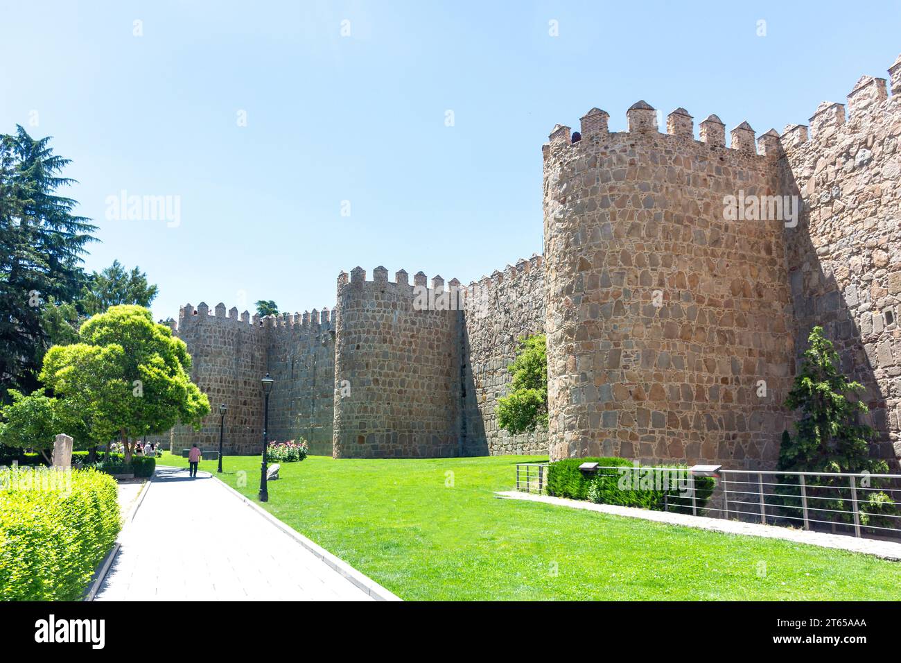 Medieval city walls (Muralla de Ávila), Ávila, Castile and León, Kingdom of Spain Stock Photo