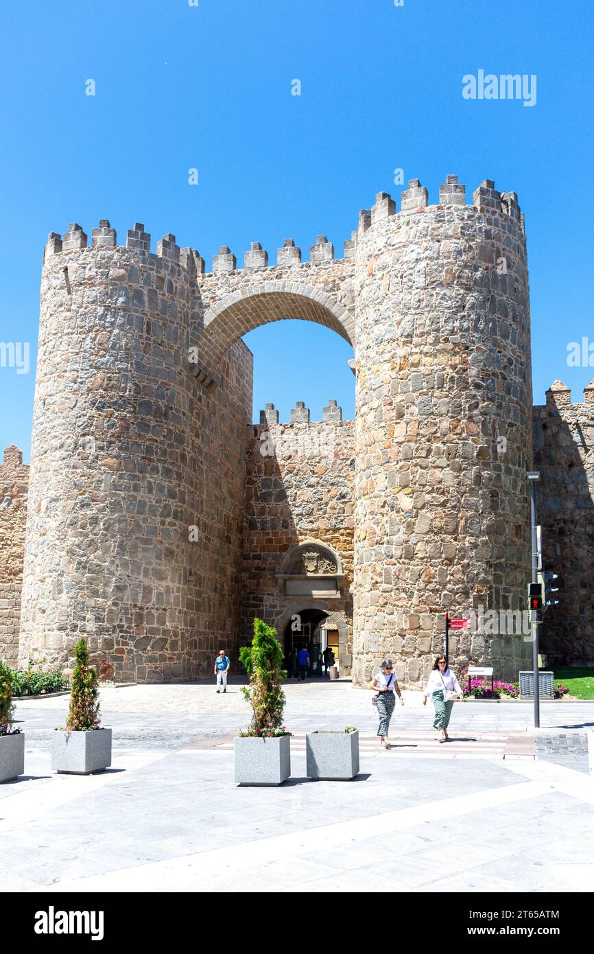 Puerta del Alcázar, Calle Don Gerónimo, Ávila, Castile and León, Kingdom of Spain Stock Photo
