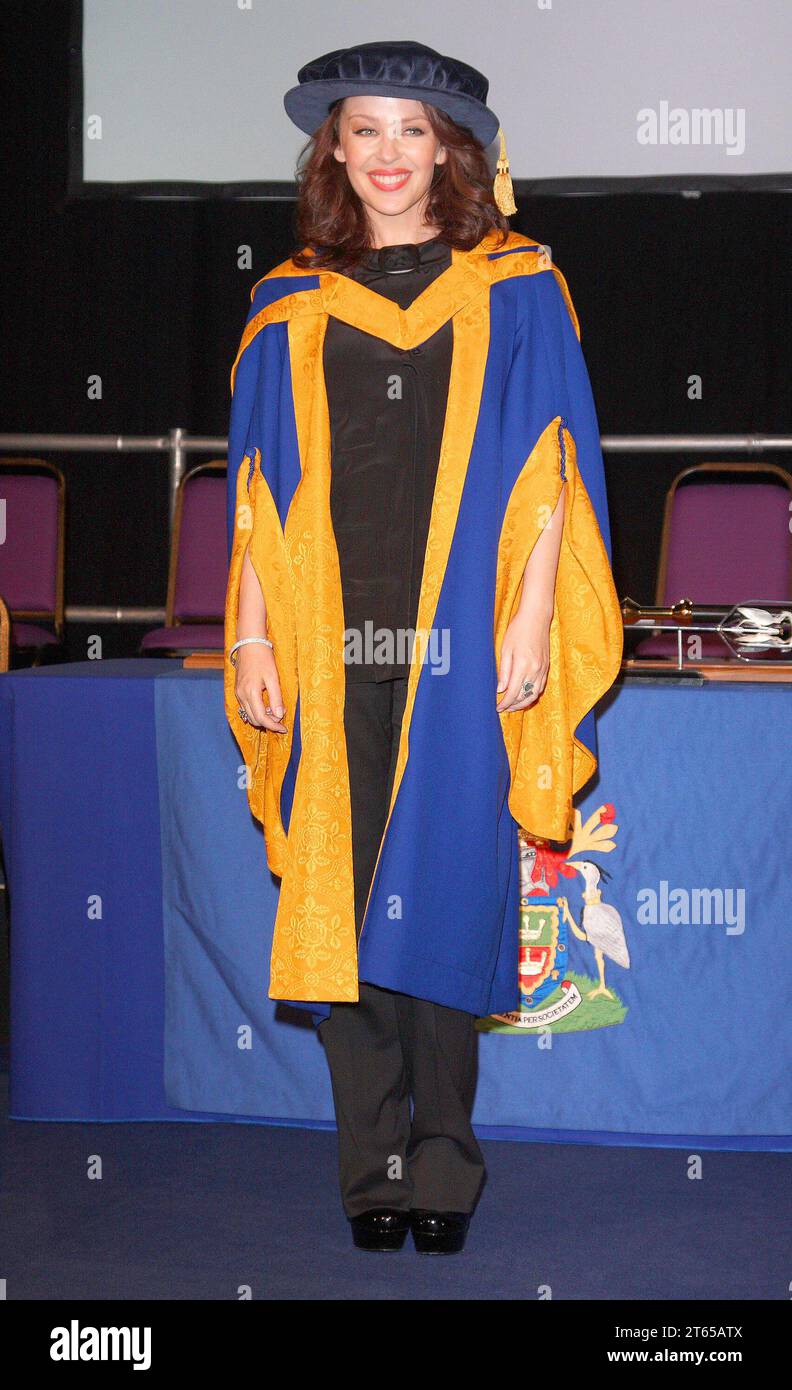 Kylie Minogue is made a Honorary Doctor in Health Sciences at the Anglia Ruskin University, Chelmsford, Essex - October 5th 2011 Stock Photo