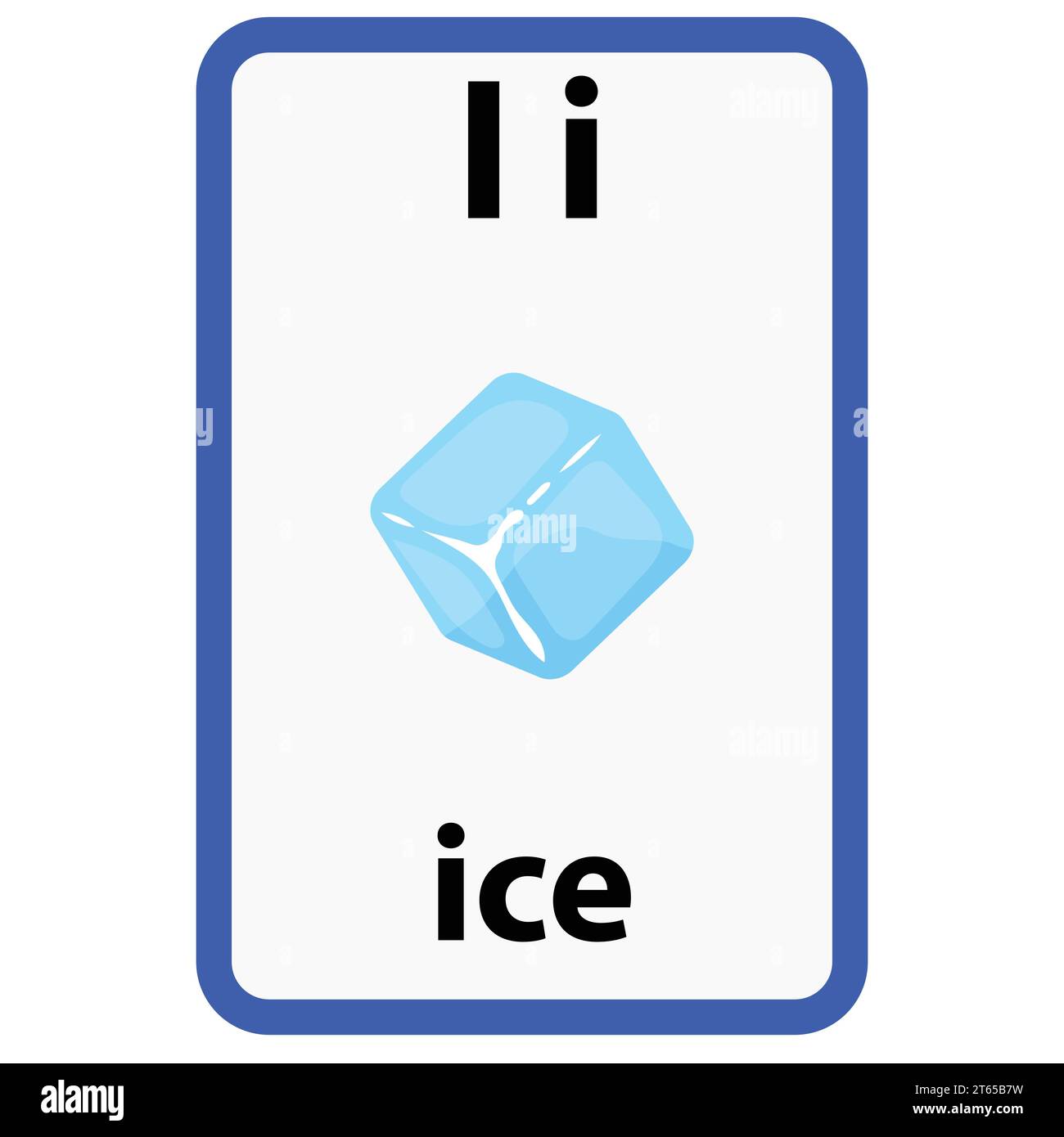 Alphabet flashcard for children with the letter i from ice Stock Vector