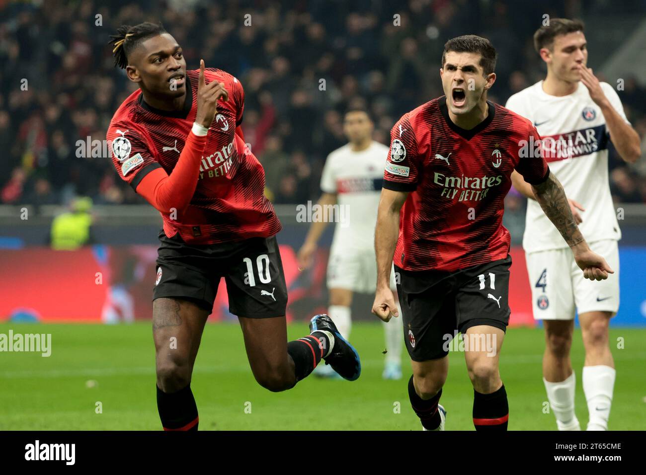 Milan, Italie. 07th Nov, 2023. Rafael Leao of AC Milan celebrates his ...