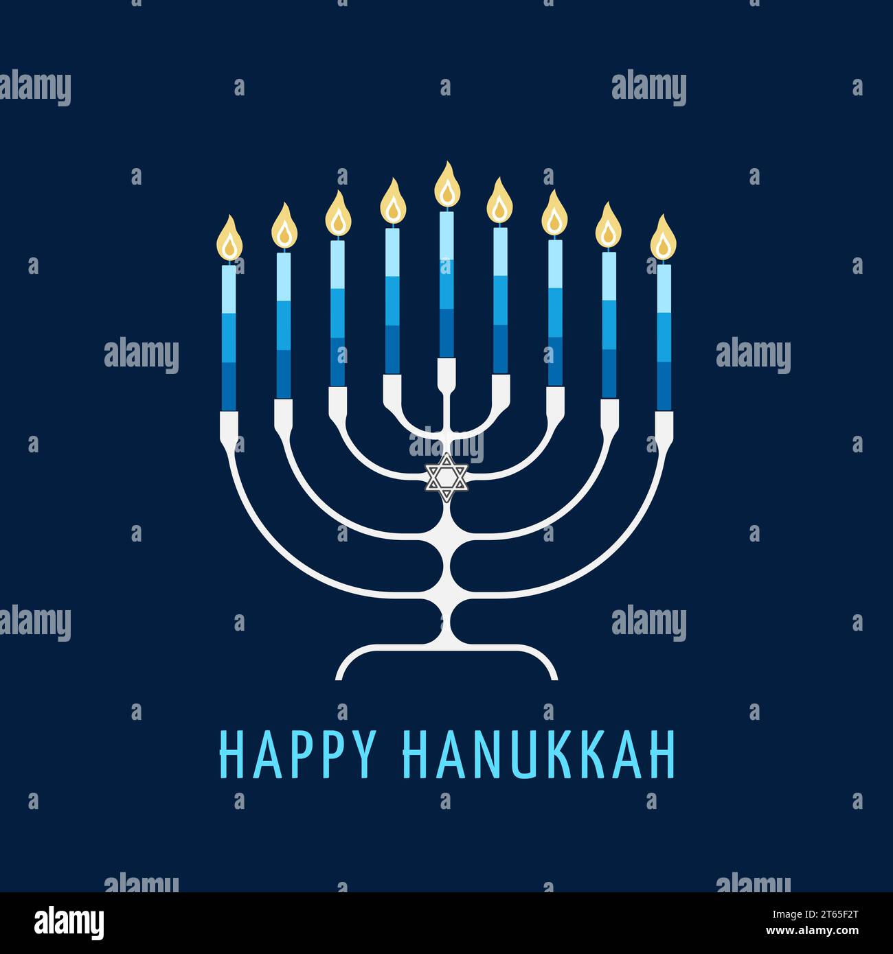 Happy Hanukkah. Menorah clip art. Candelabrum with candles. Flat Vector illustration Stock Vector