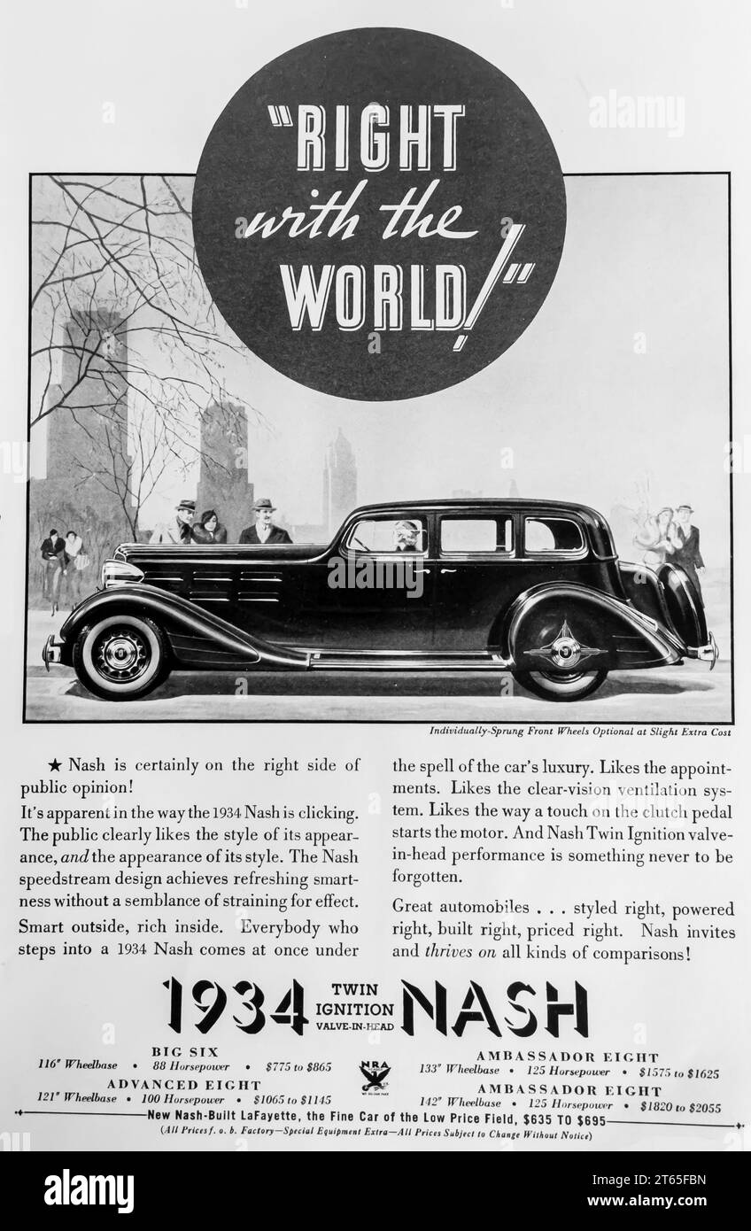 1934 Nash ad Stock Photo