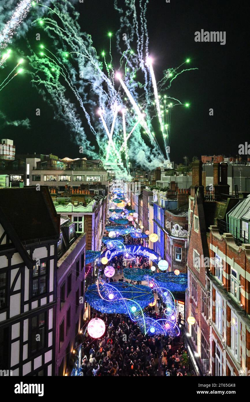 EDITORIAL USE ONLY London's Carnaby Street is illuminated during the