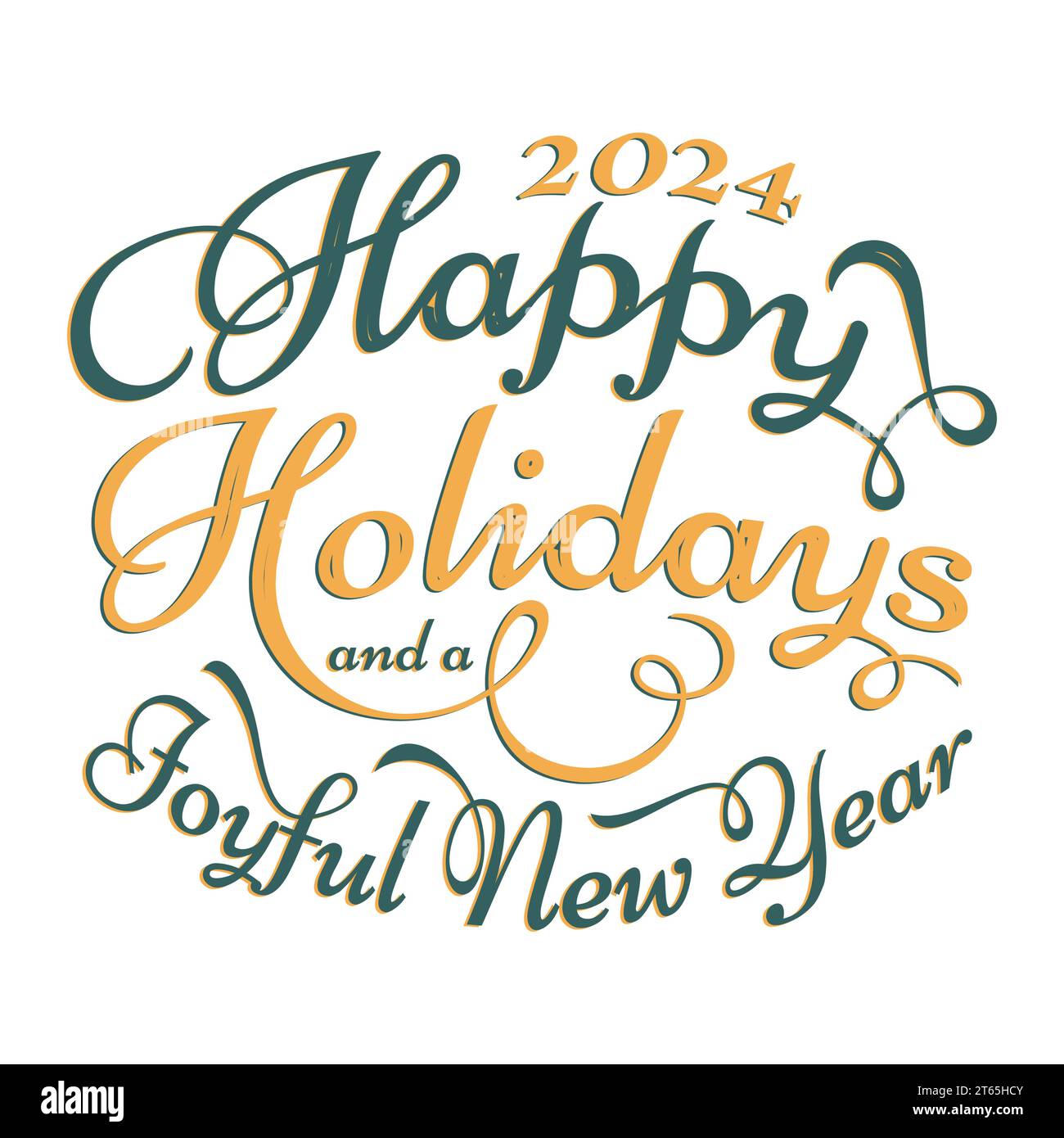 Happy Holidays and a Joyful New Year lettering emblem. Vector 