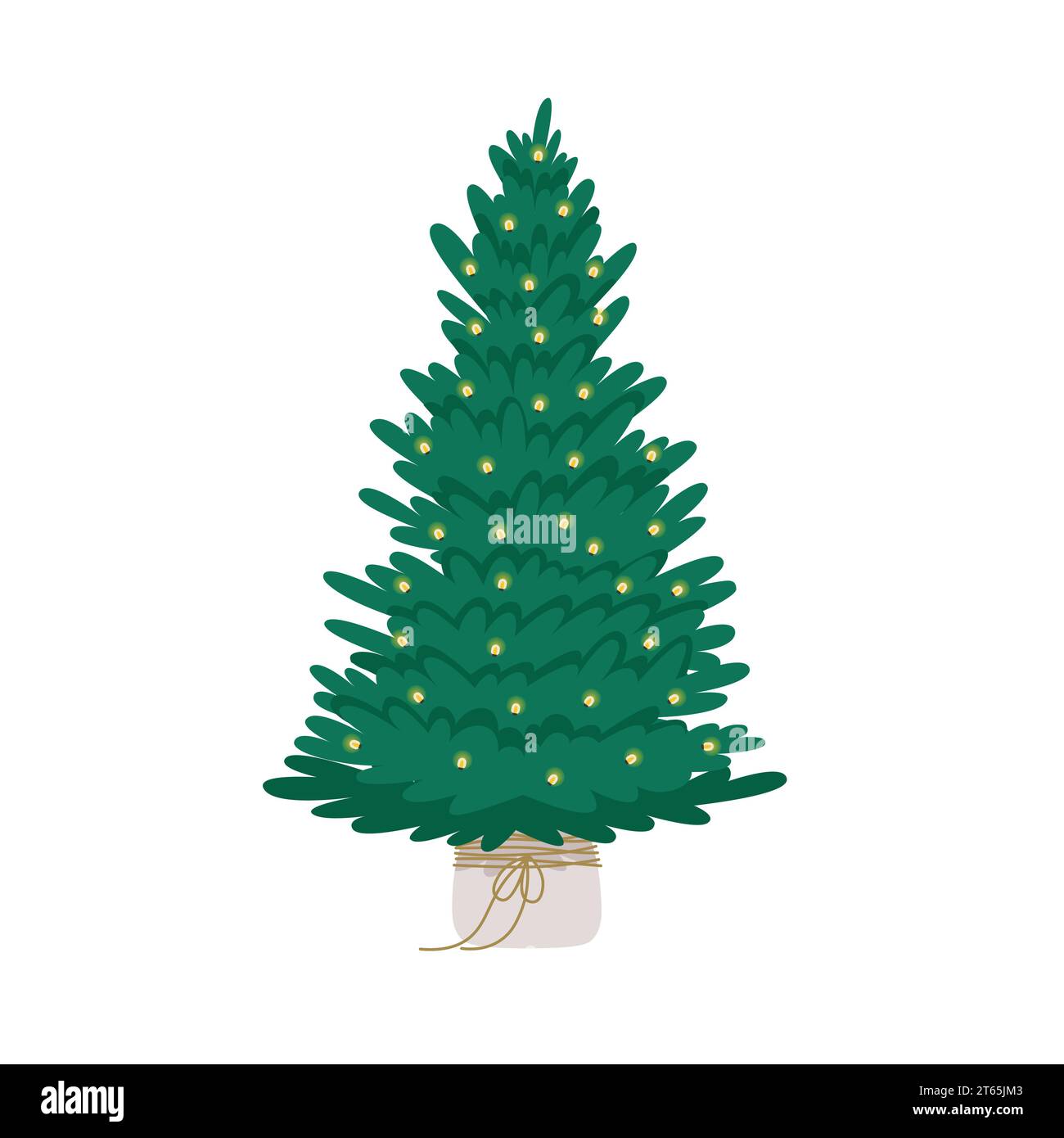 Christmas tree decorated with garlands. Flat style vector illustration ...