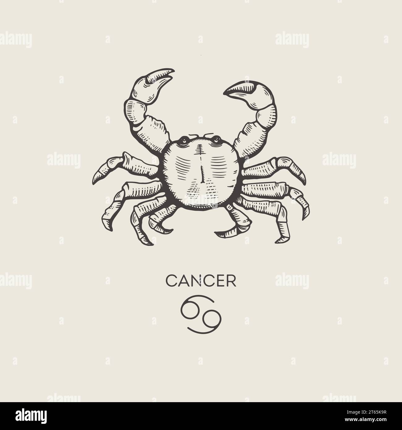 Cancer zodiac symbol, hand drawn  Stock Vector