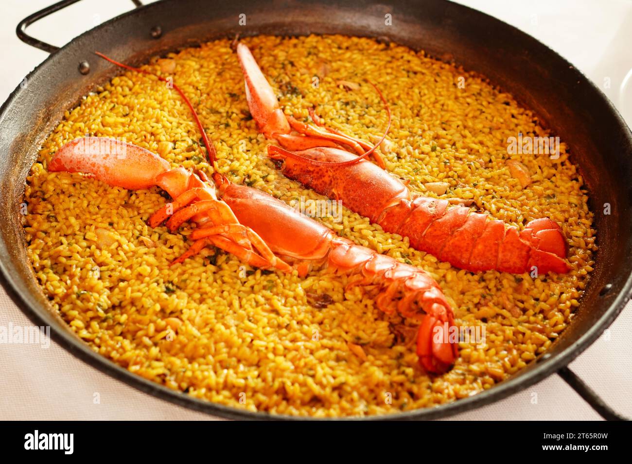 Paella con bogavante ( Paella with lobster) Stock Photo