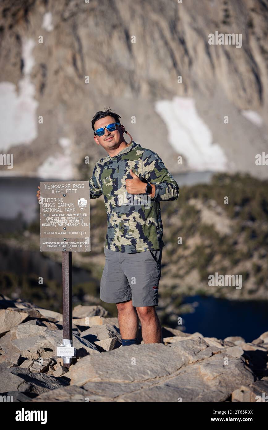 My cousin on top of kearsarge pass in the eastern sierra Stock Photo