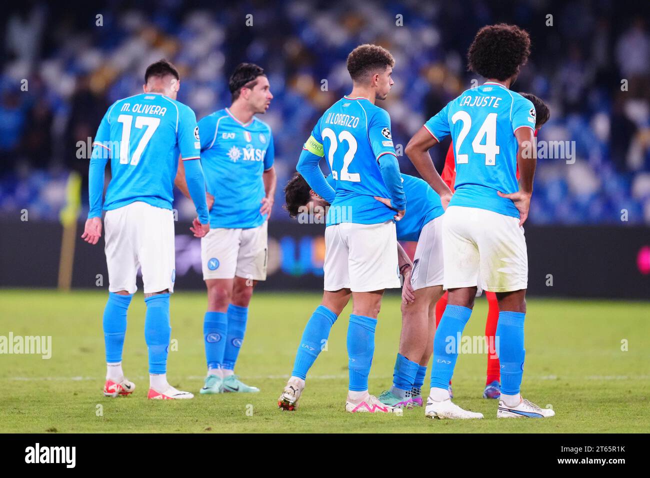 Naples, Italy. 08th Nov, 2023. Naples, Italy, November 8th 2023: Players of Napoli delusion during the Champions League match between SSC Napoli and Union Berlin at Stadio Diego Armando Maradona on November 8, 2023 in Naples, Italy (Foto Mosca/SPP) Credit: SPP Sport Press Photo. /Alamy Live News Stock Photo