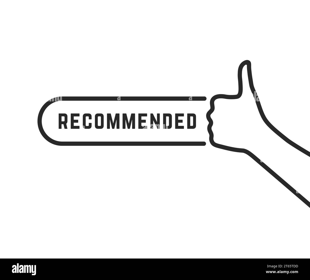 black recommended like thin line thumb up Stock Vector