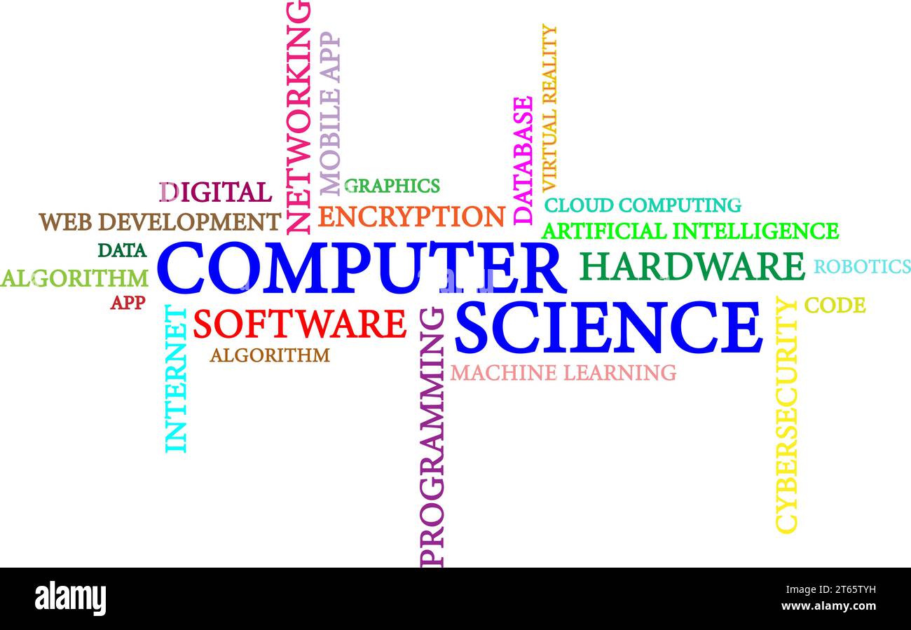 Word cloud of computer science related items .Vector illustration Stock