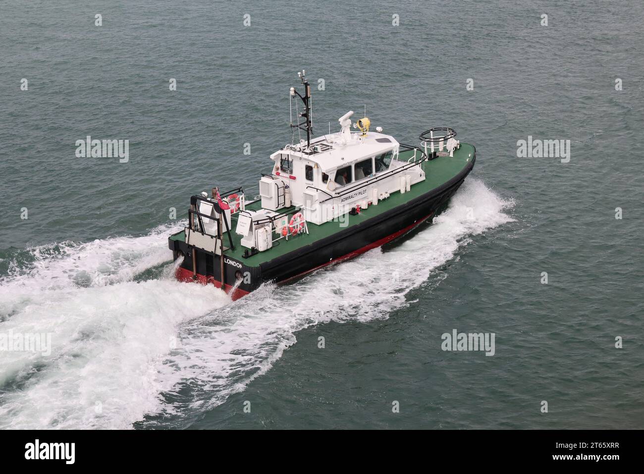 This Damen STAN Tender 1505 is used by Admiralty pilots in the Naval Base. The vessel is operated by Serco Marine and is named SD SOLENT RACER Stock Photo
