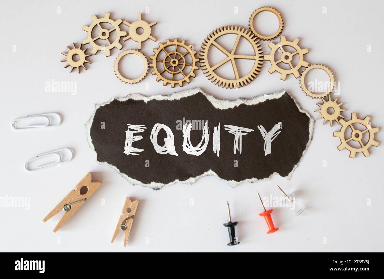 EQUITY symbol. Wooden blocks with word equity on white background. Business, Equity concept Stock Photo
