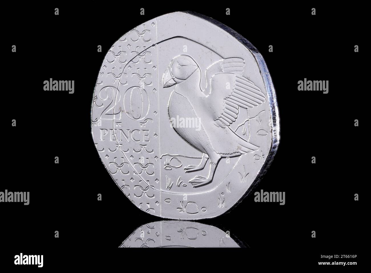 The Puffin 20p design, that has been released as part of King Charles III Definitive coin set which will enter general circulation by the end of 2023 Stock Photo