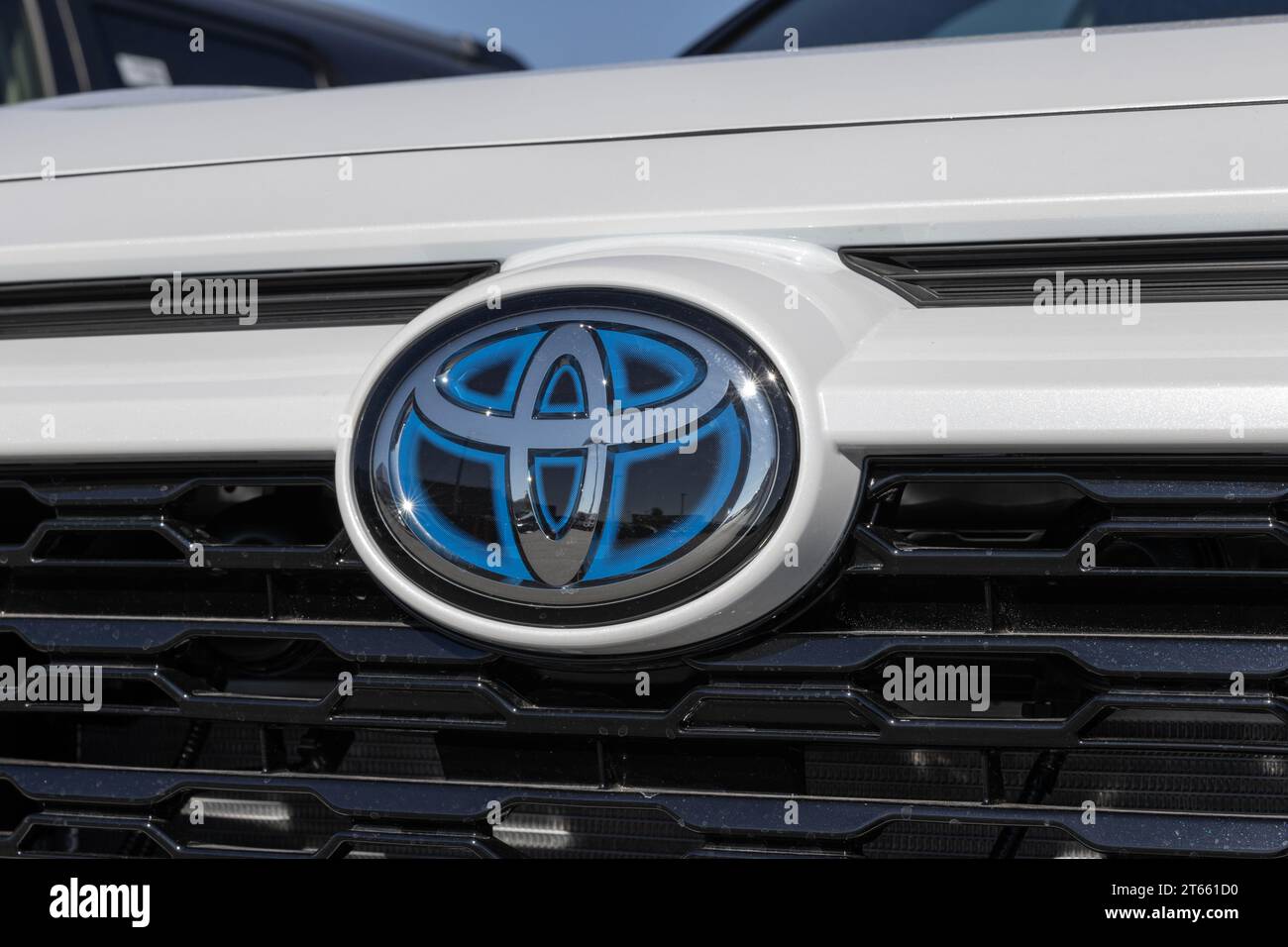 Avon November 5, 2023 Toyota RAV4 Hybrid display at a dealership