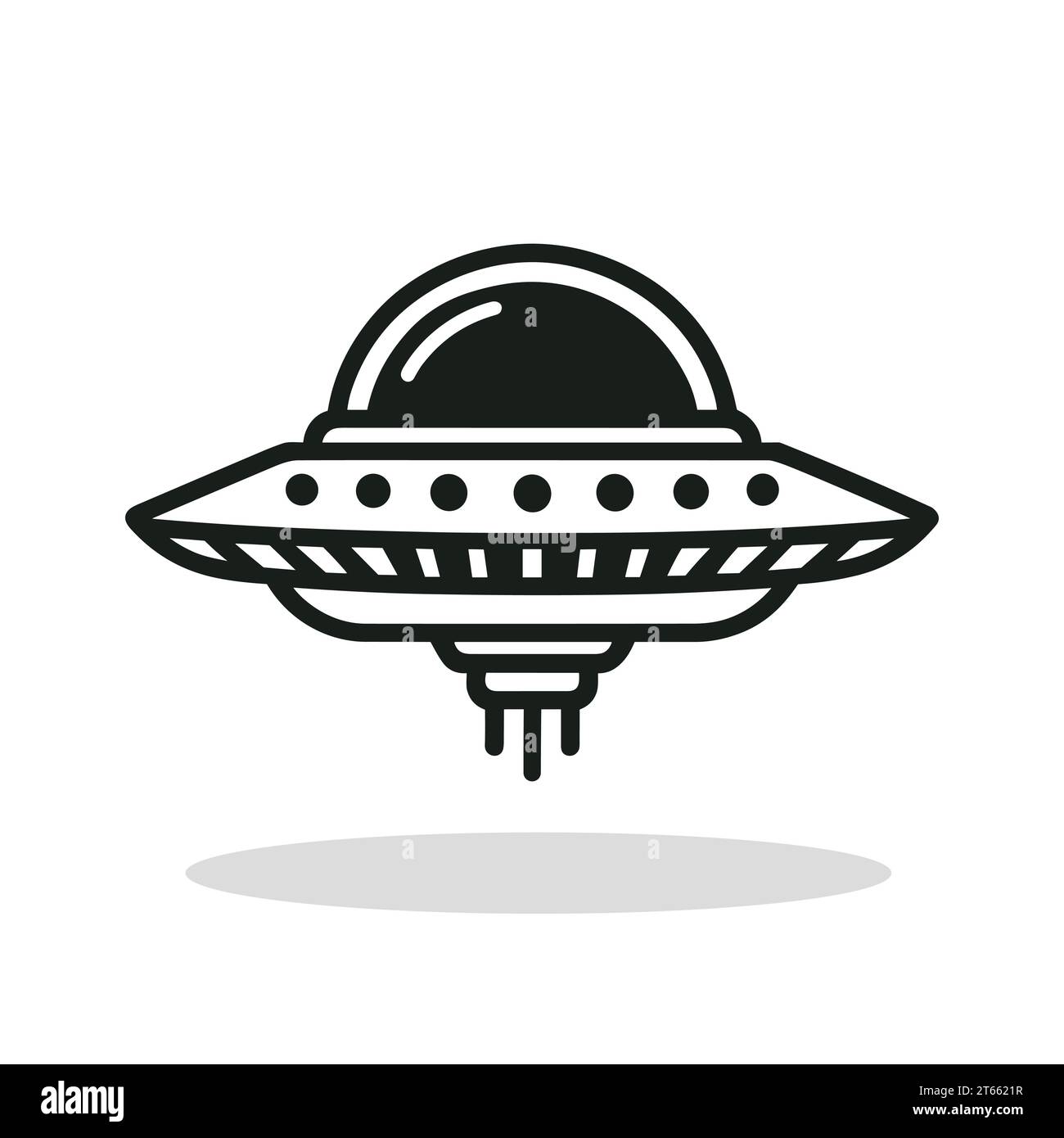 UFO icon. Flying saucer icon. Black illustration of a UFO with a ...