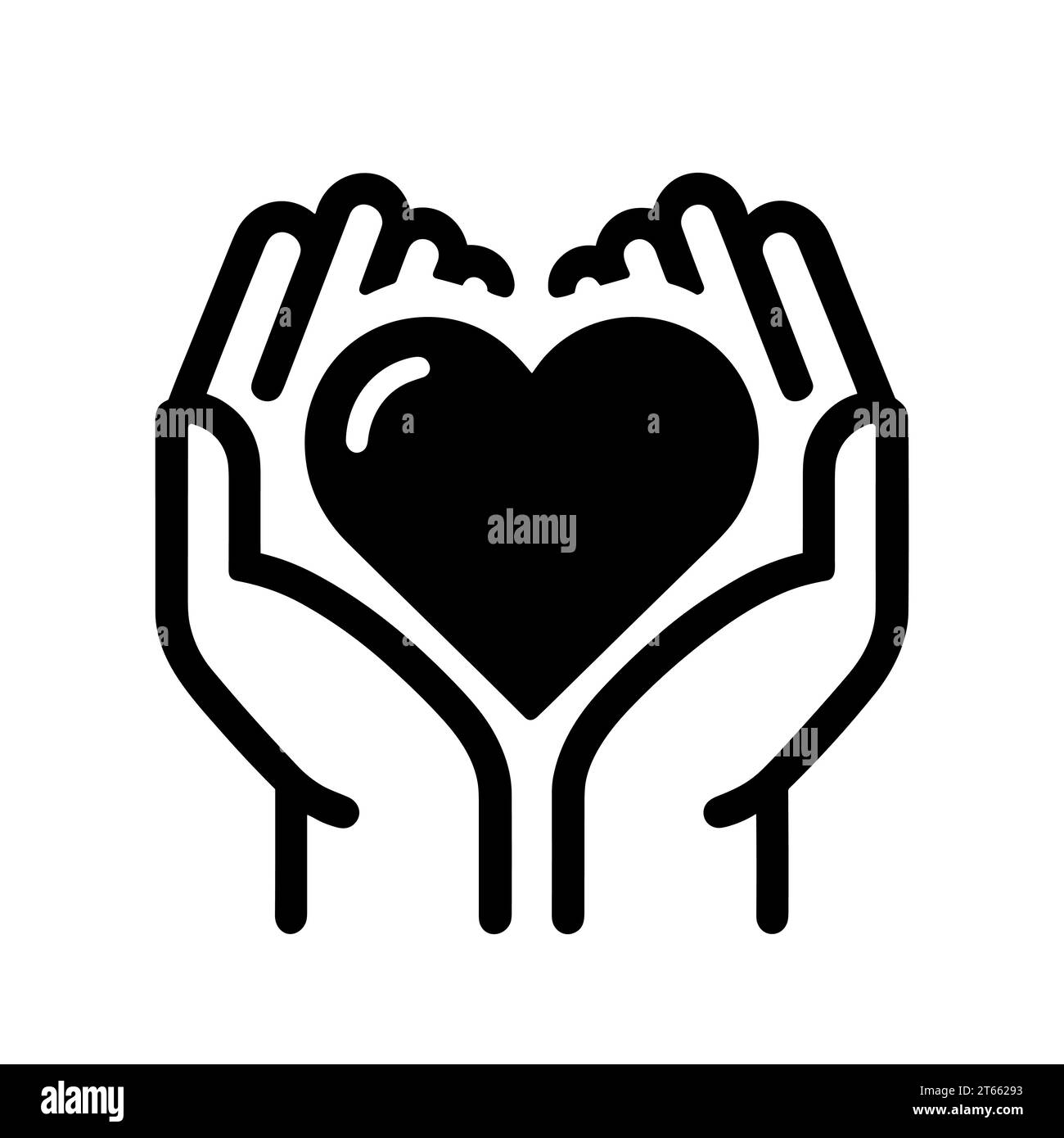 Heart in hands icon. Hands holding a heart. Symbol of love and care ...