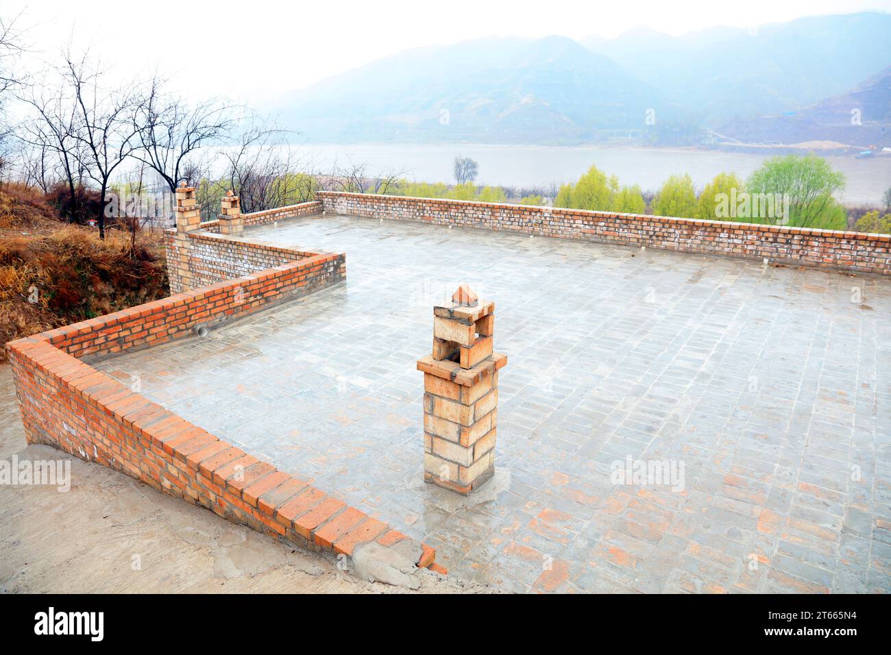 Roof platforms and chimneys Stock Photo - Alamy