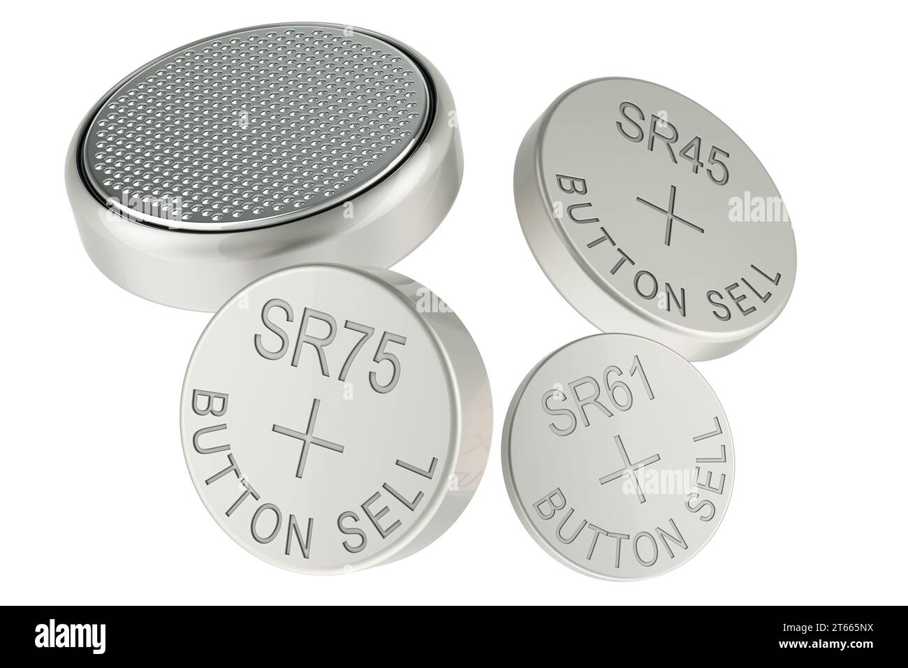 Button cells, 3D rendering isolated on white background Stock Photo Alamy