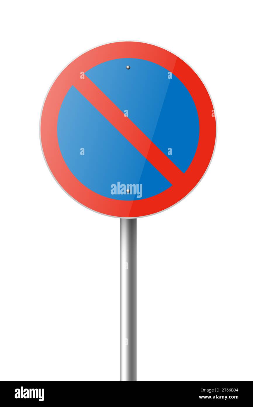 Vector Red and White Round Prohibition No Parking Sign Icon. Stop ...