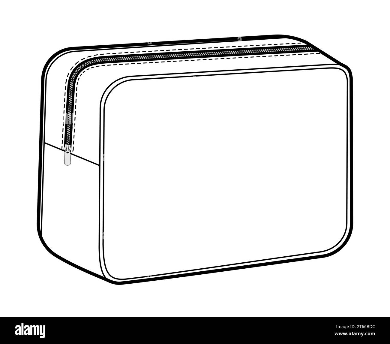 Cosmetic Box Bag silhouette. Fashion accessory technical illustration