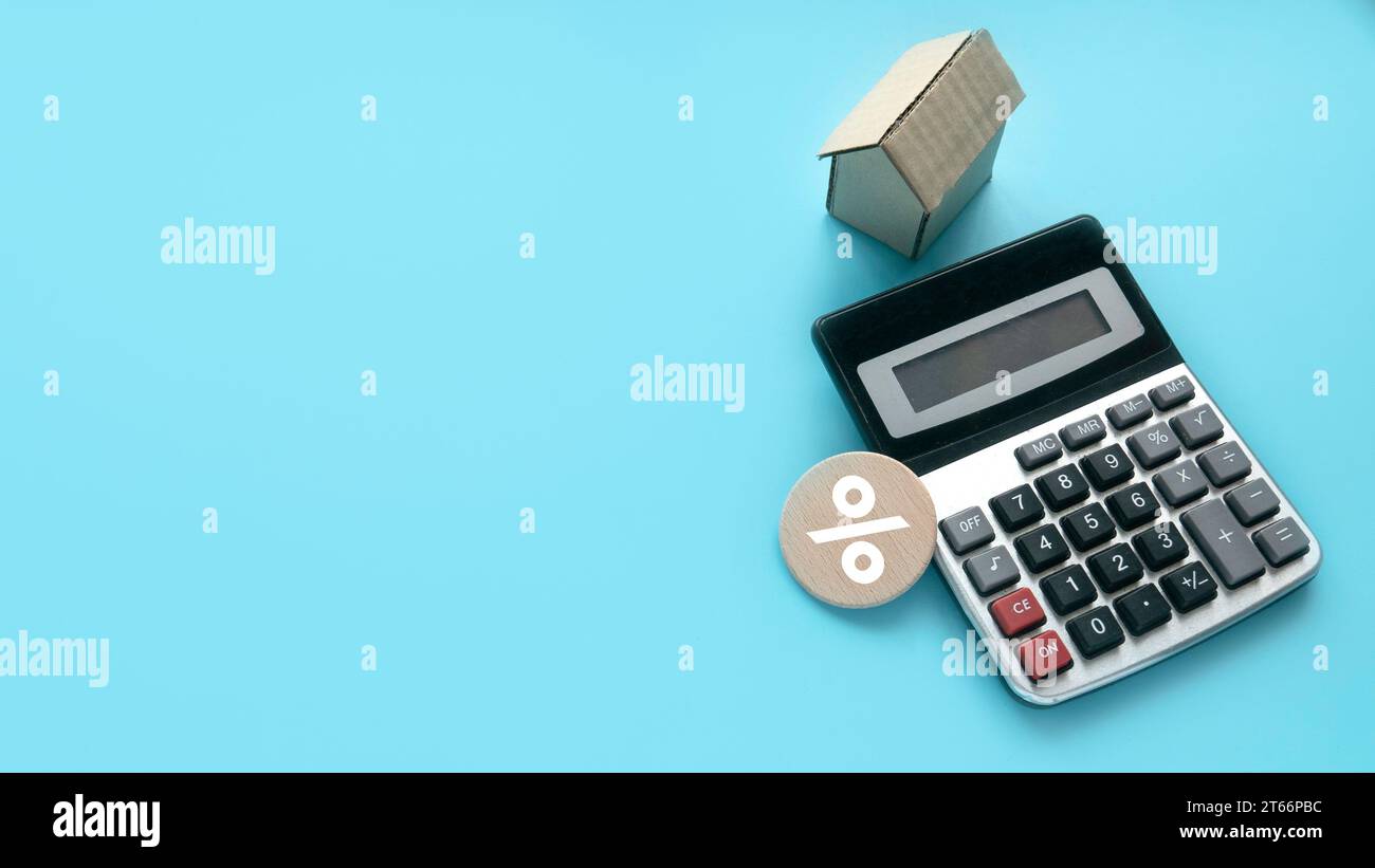 Concept of housing loan percentage and interest rate.Calculator with