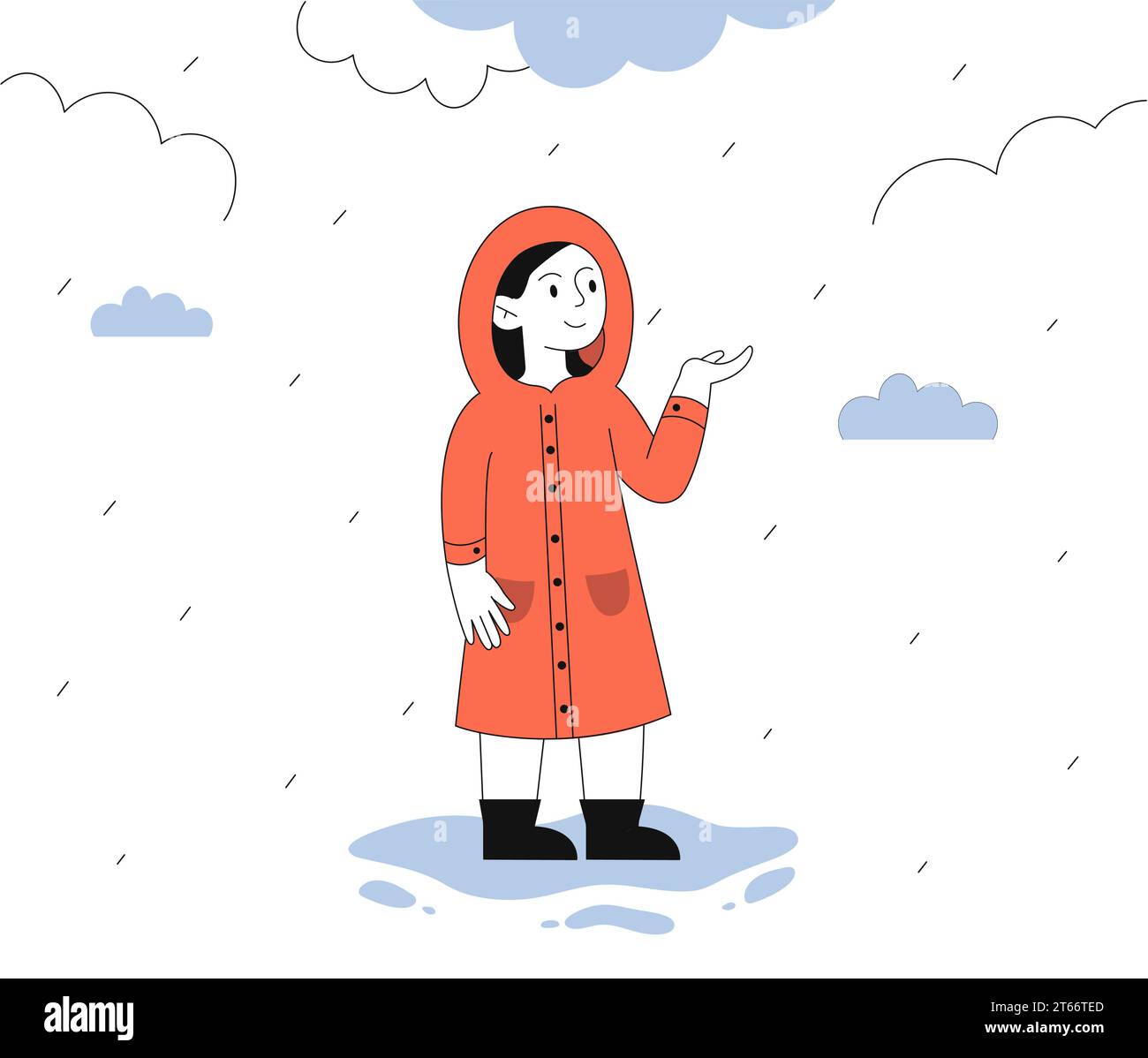 Child in rainy weather vector line concept Stock Vector Image & Art - Alamy