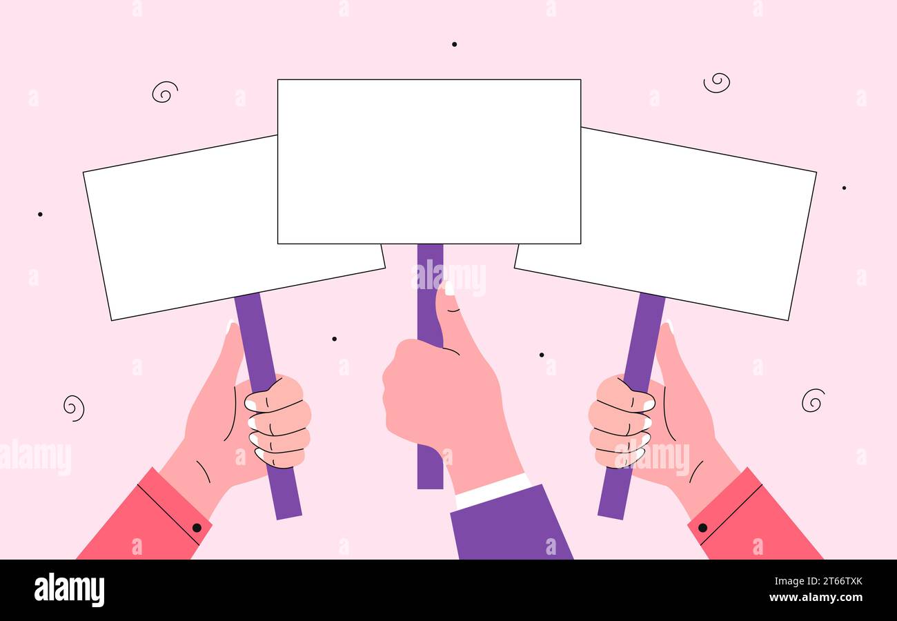 People with placards in hands vector concept Stock Vector