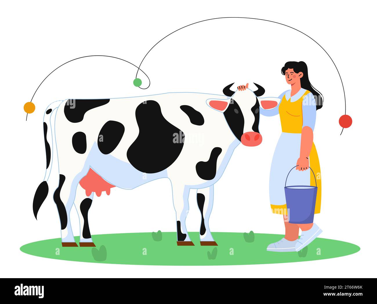 Woman farmer with cow vector concept Stock Vector