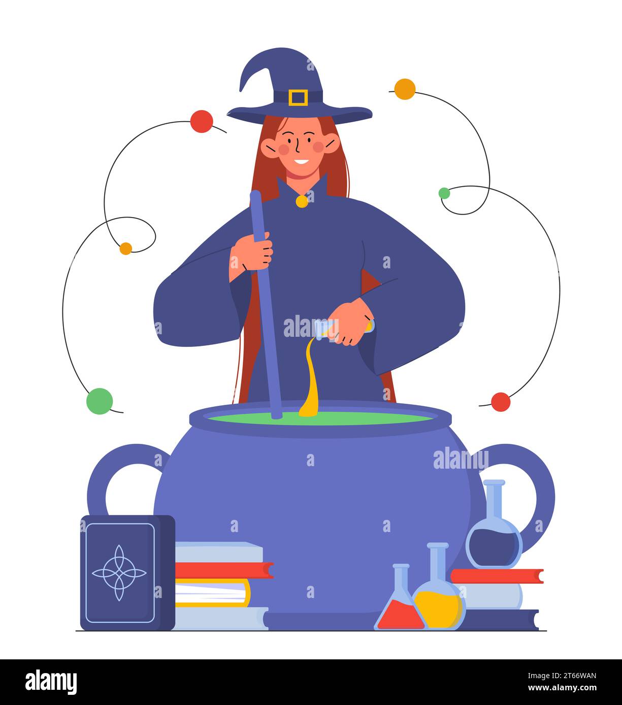 Witch with cauldron vector concept Stock Vector