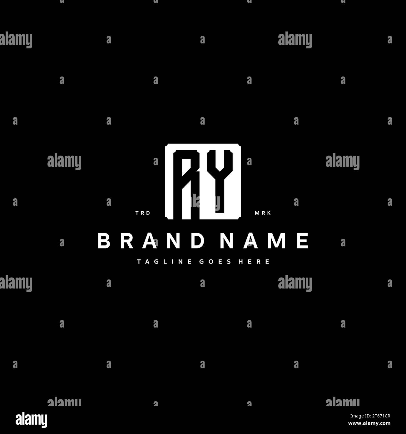 RY monogram logo initials with square rectangular shape isolated on black background initials vector graphic template Stock Vector