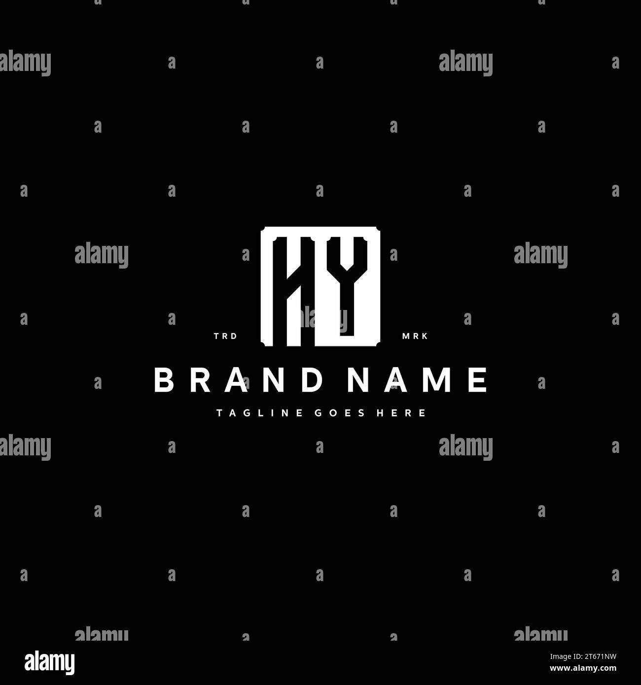 HY monogram logo initials with square rectangular shape isolated on black background initials vector graphic template Stock Vector