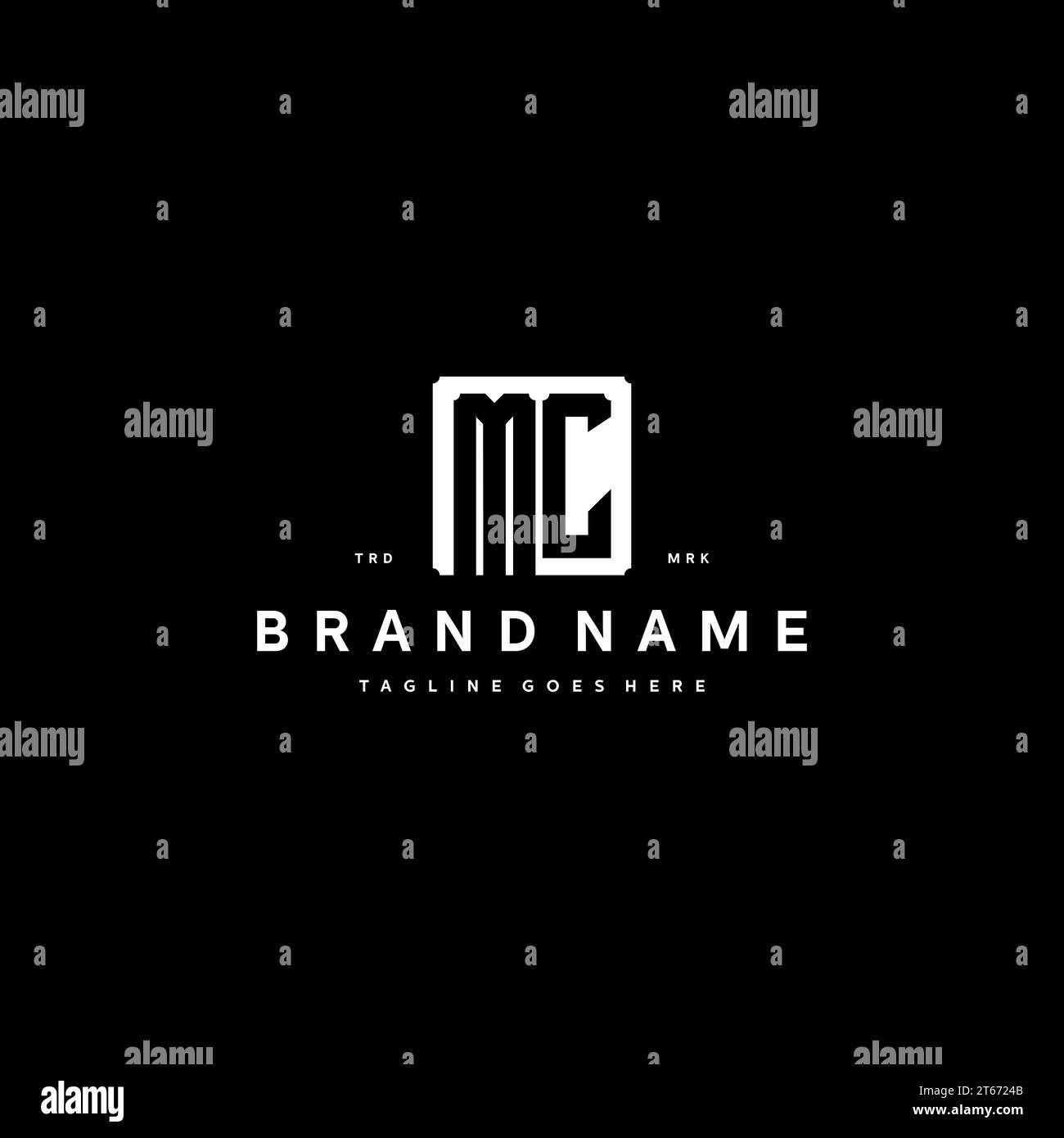 MC monogram logo initials with square rectangular shape isolated on ...