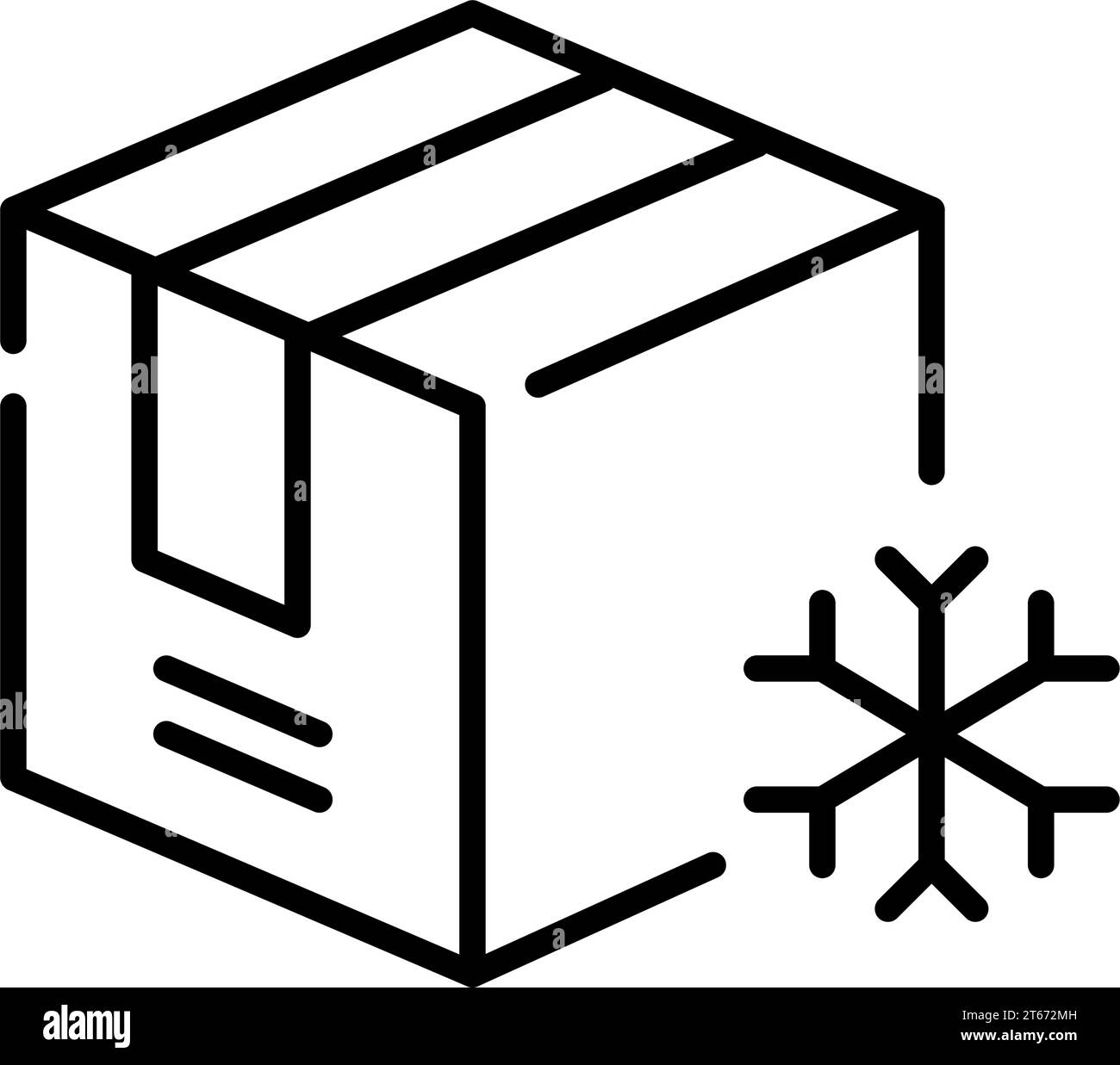 Container for frozen goods. Delivery package. Pixel perfect, editable stroke Stock Vector