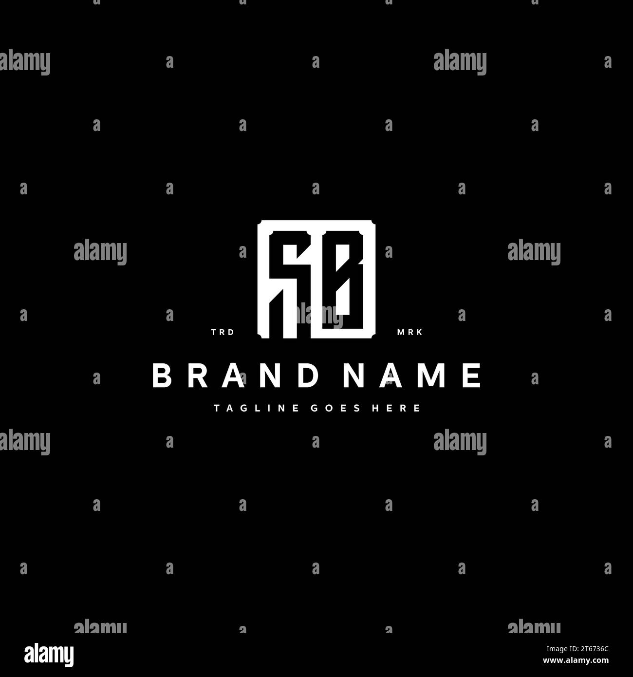 SB monogram logo initials with square rectangular shape isolated on black background initials vector graphic template Stock Vector